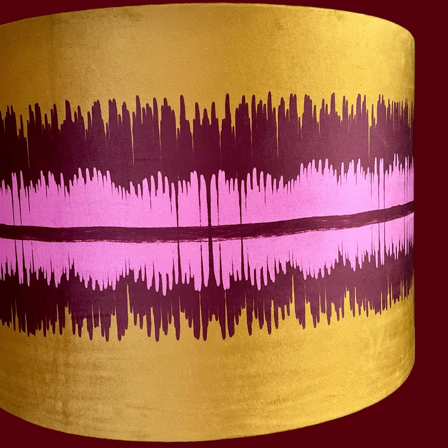 Fiona Beautiful Inside Out Lampshade in Pink & Burgundy Ikat Pattern on Gold velvet
