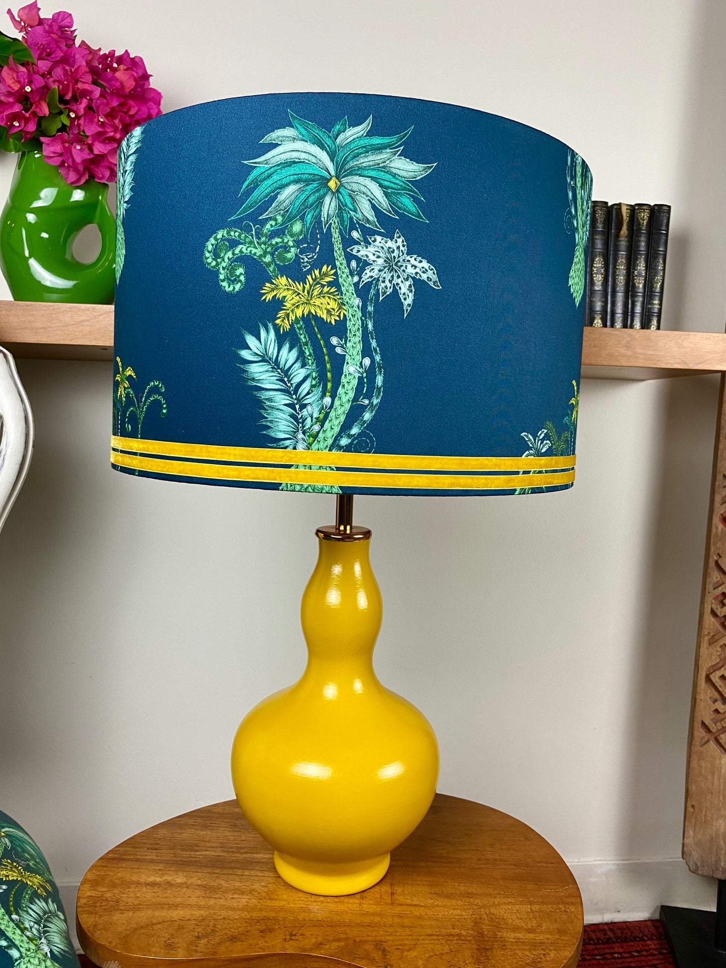 Amina Beautiful Inside Out Designer Fabric Lampshade - Navy