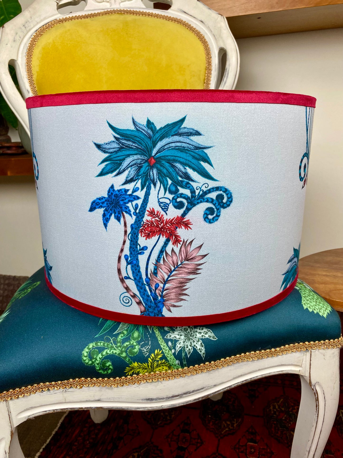 Amina Beautiful Inside Out Designer Fabric Lampshade - Blue