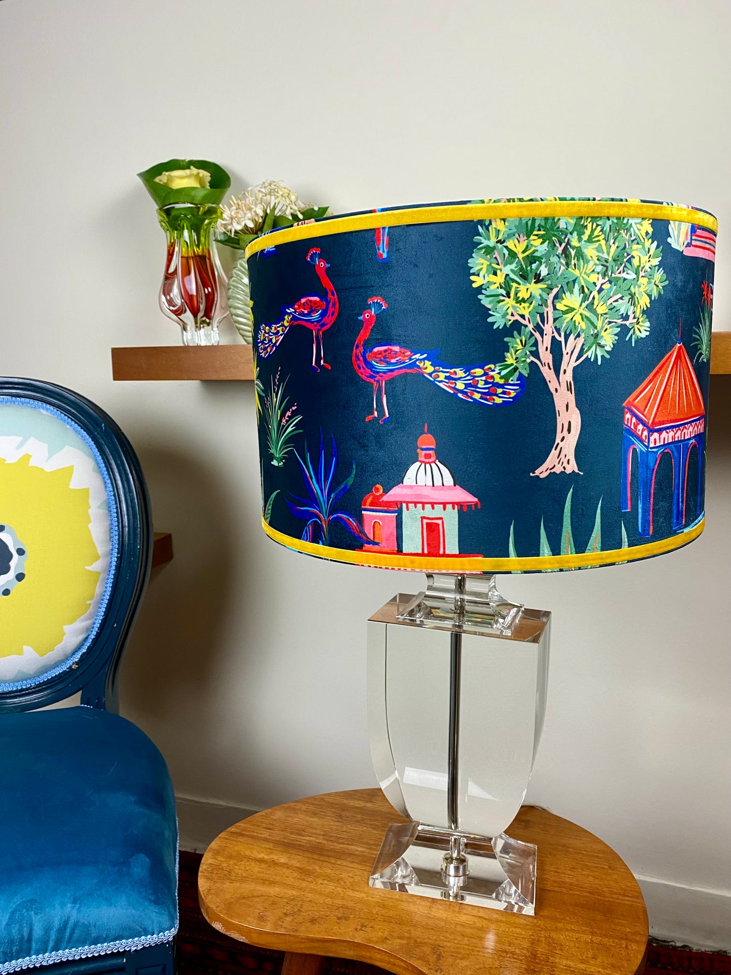 Huei Min Beautiful Inside Out Chinoiserie Lampshade - Navy