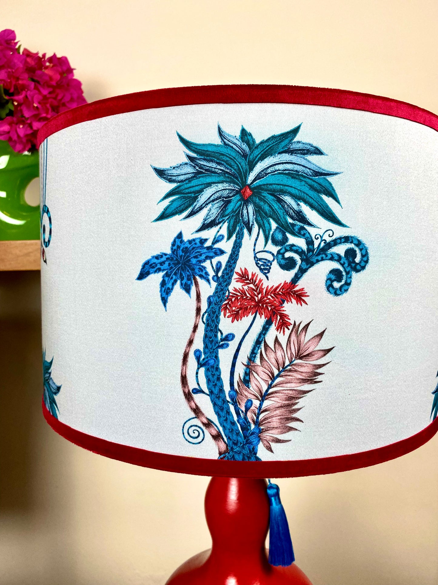 Amina Beautiful Inside Out Designer Fabric Lampshade - Blue