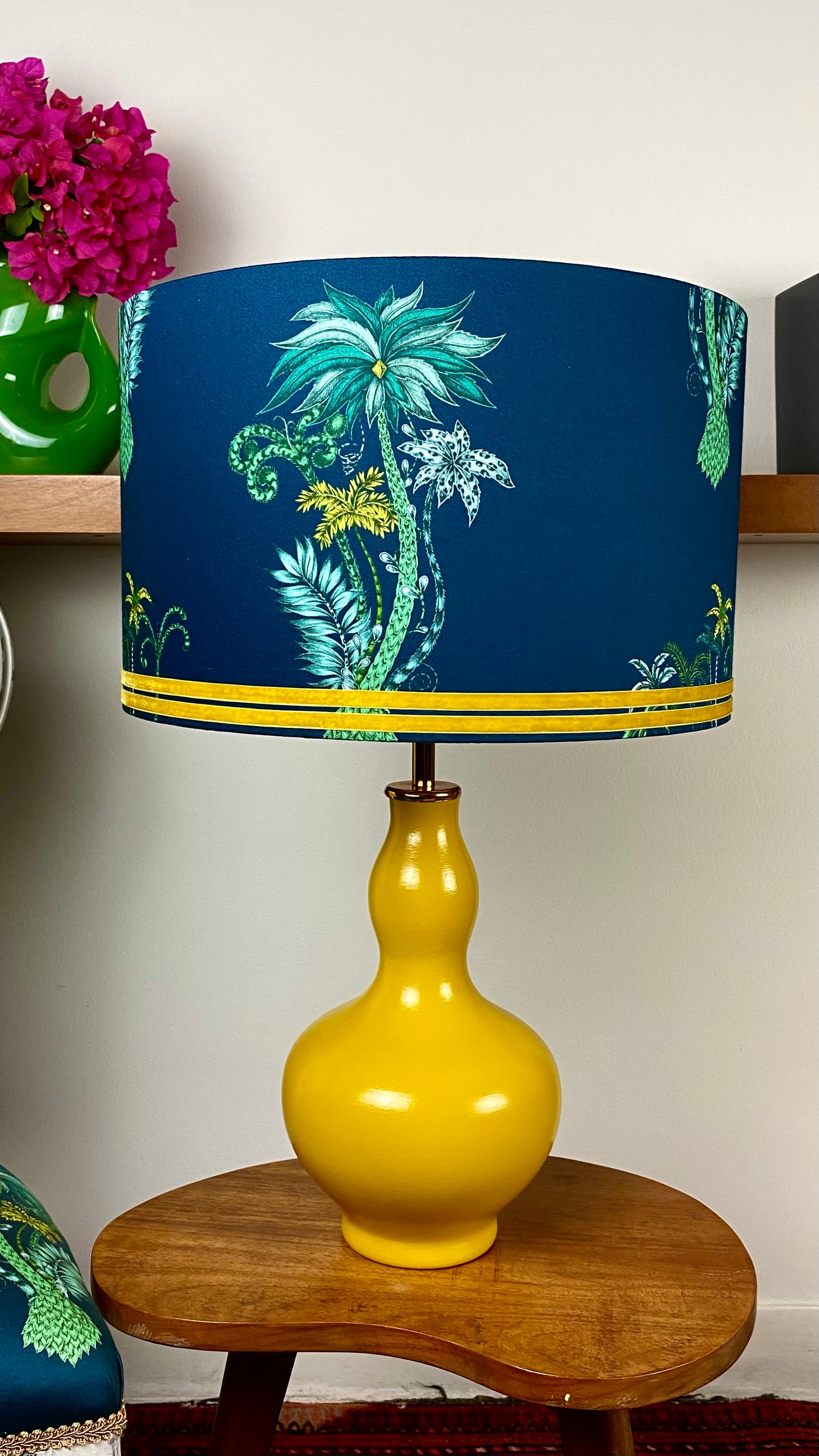 Amina Beautiful Inside Out Designer Fabric Lampshade - Navy