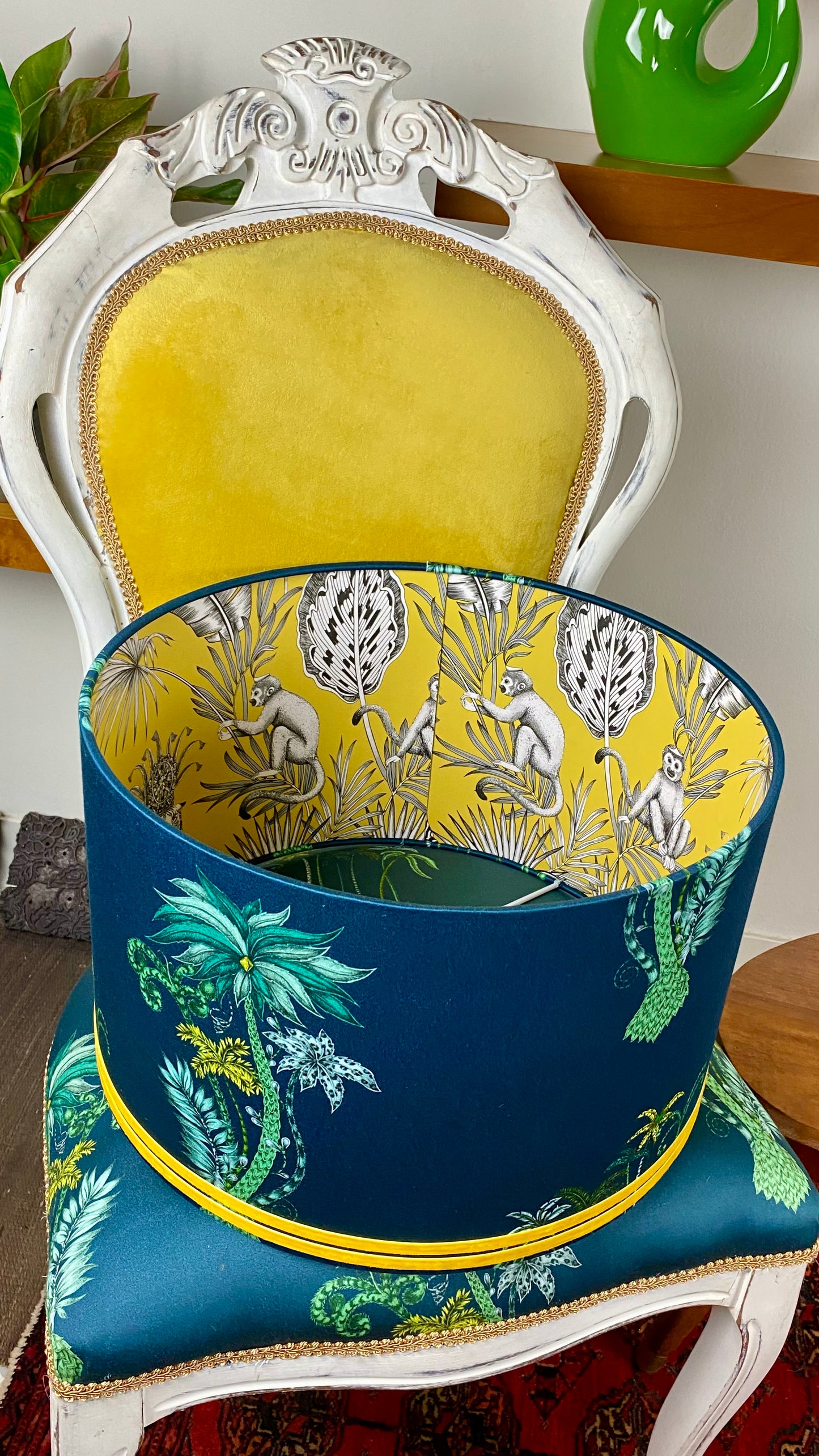 Amina Beautiful Inside Out Designer Fabric Lampshade - Navy