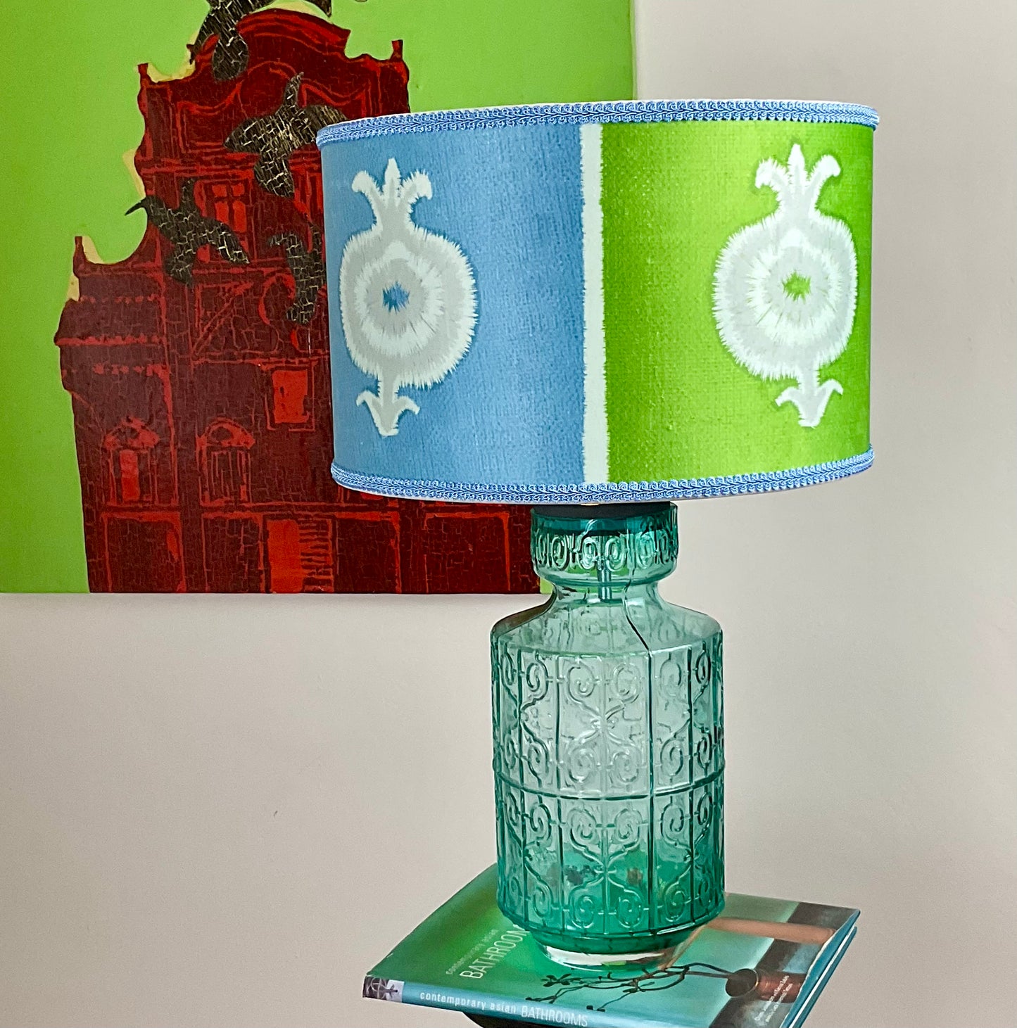 Delima in Ocean Blue & Lime Green Lampshade