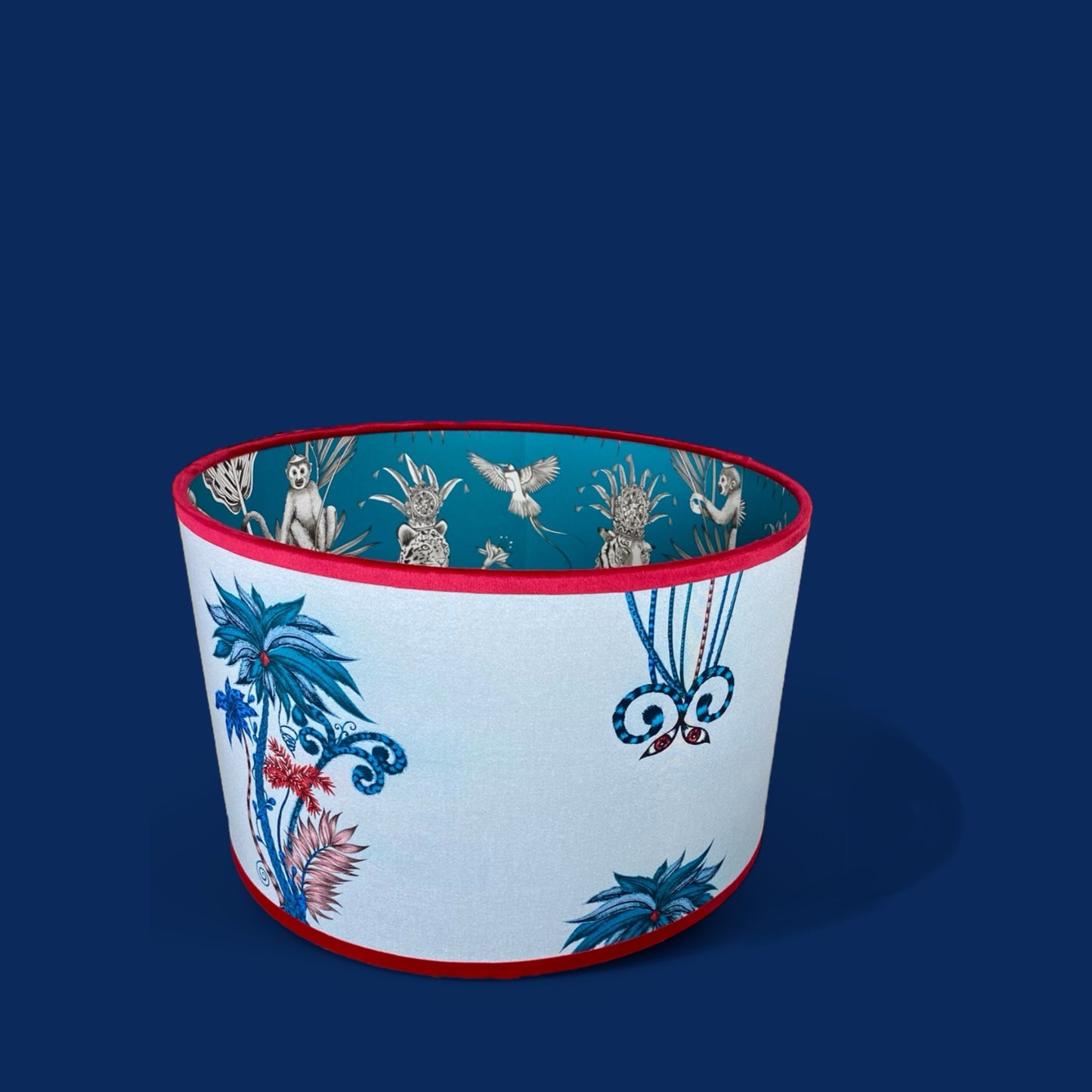 Amina Beautiful Inside Out Designer Fabric Lampshade - Blue