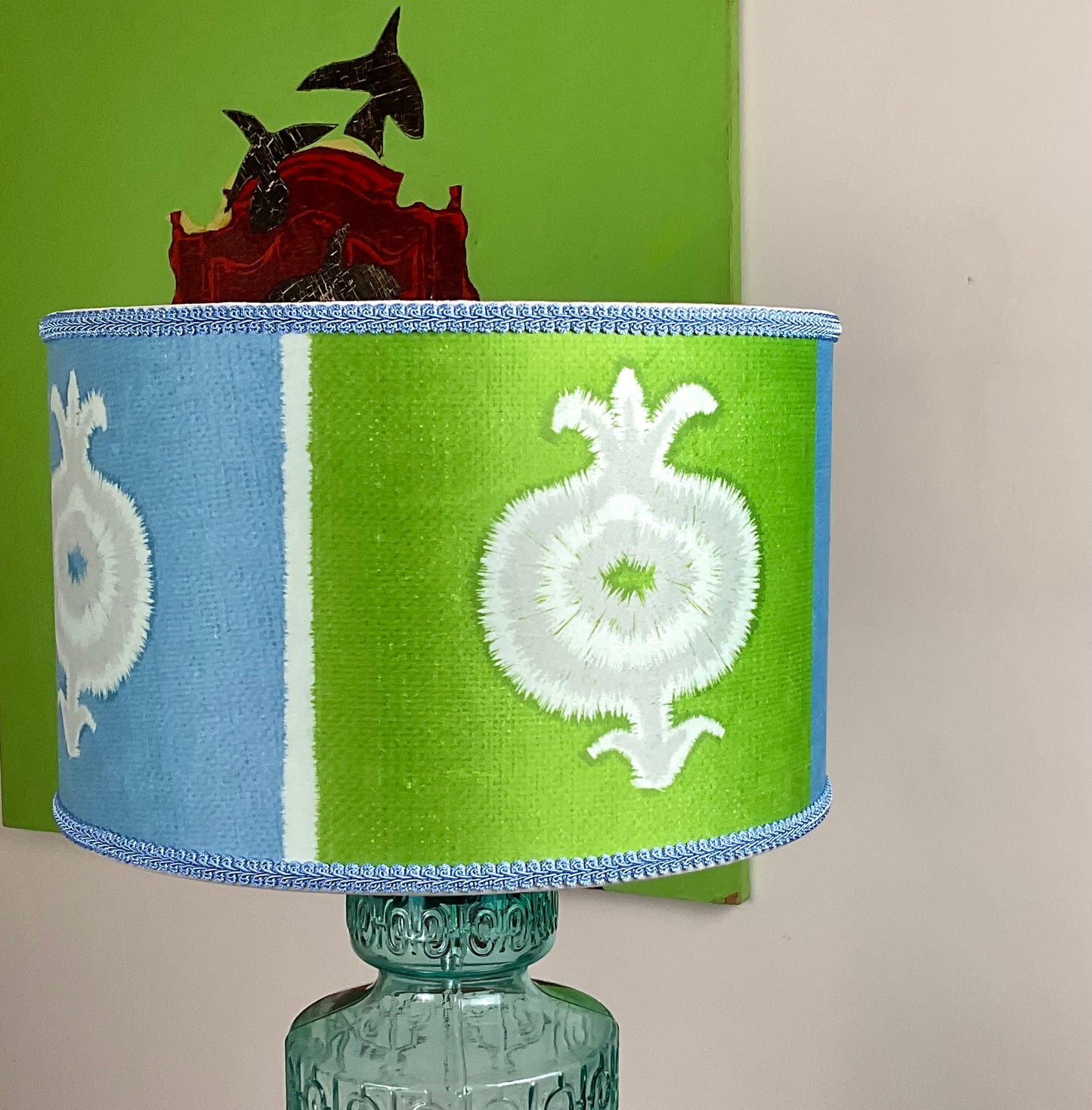 Delima in Ocean Blue & Lime Green Lampshade