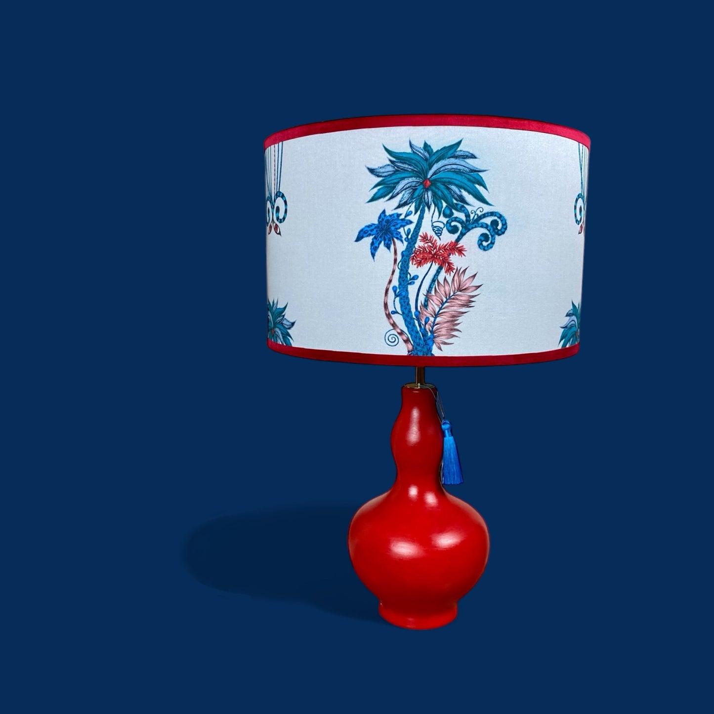 Amina Beautiful Inside Out Designer Fabric Lampshade - Blue