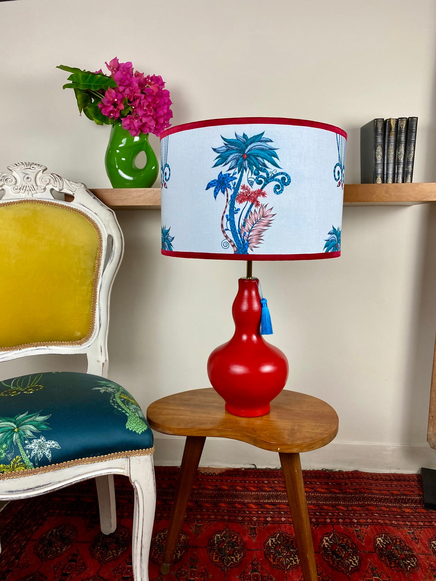 Amina Beautiful Inside Out Designer Fabric Lampshade - Blue