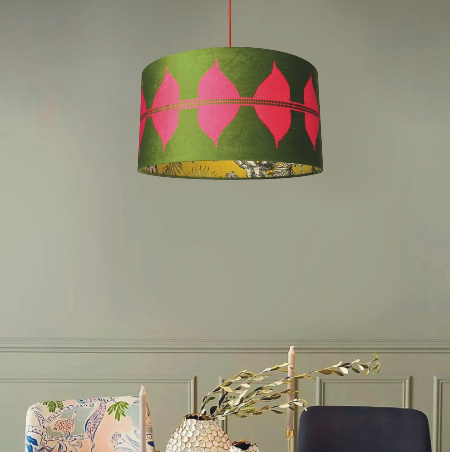 Green pink ceiling pendant lamp