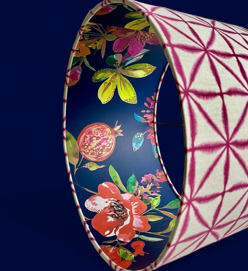 Shibori pattern lampshade inside view
