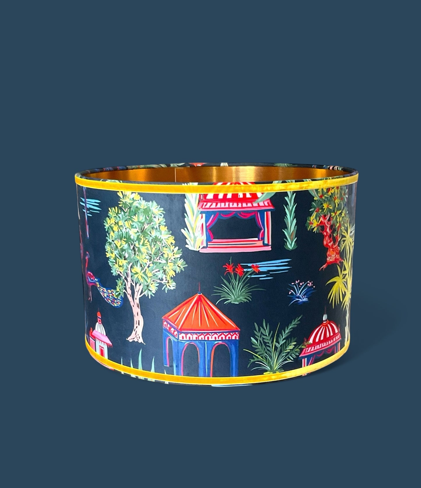 Huei Min Beautiful Inside Out Chinoiserie Lampshade - Navy