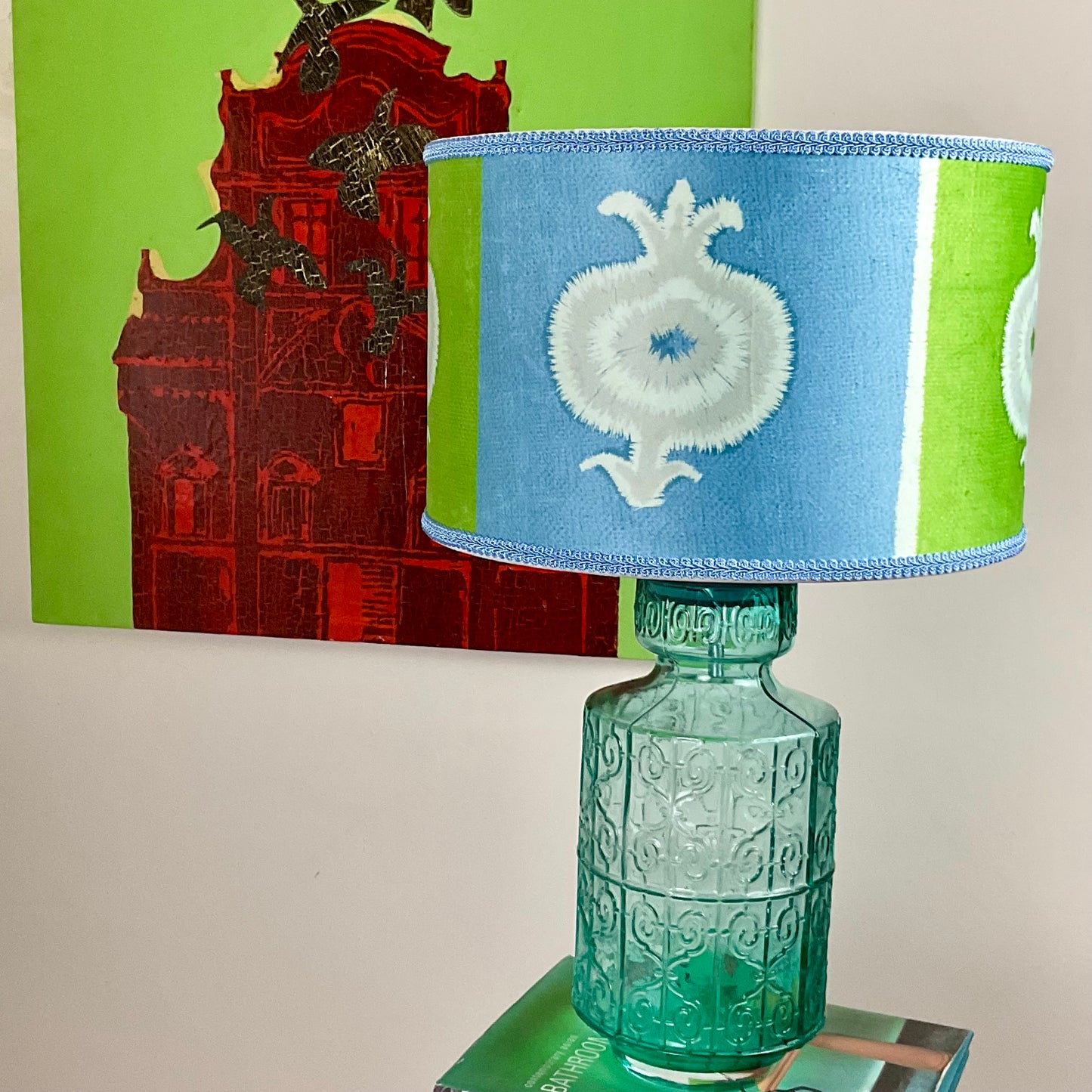 Delima in Ocean Blue & Lime Green Lampshade