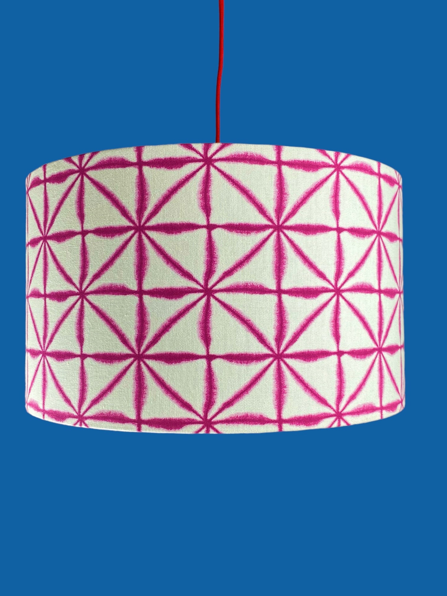 Pink and white Shibori design pendant lamp