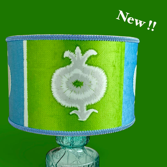 Delima in Ocean Blue & Lime Green Lampshade