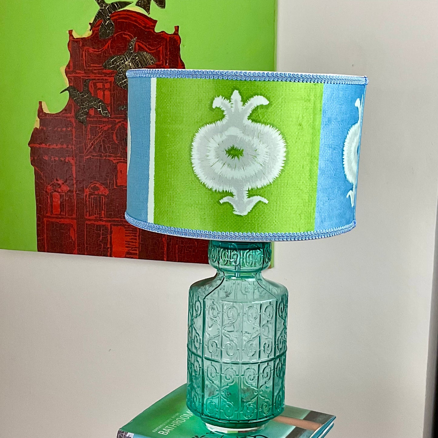 Delima in Ocean Blue & Lime Green Lampshade