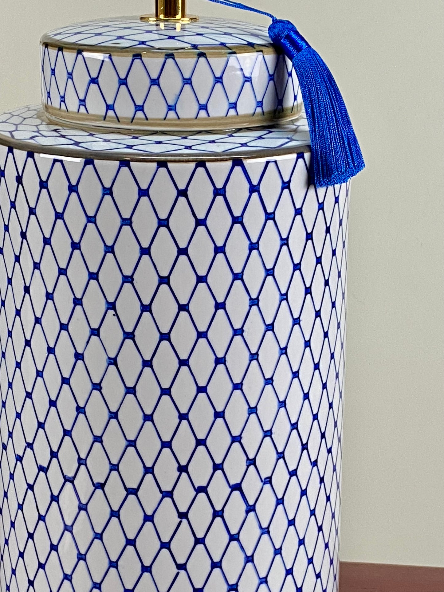Big blue geometric lamp