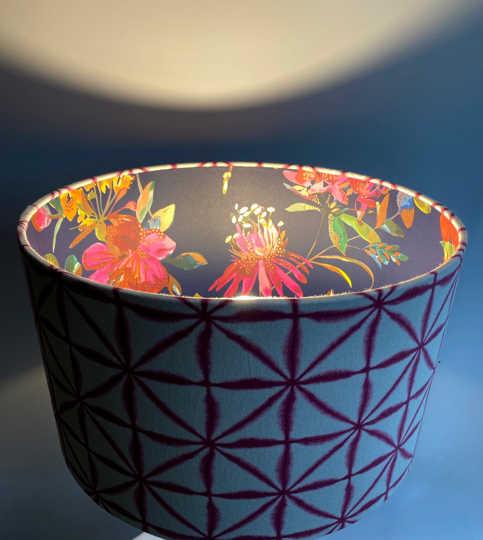 Lit up lampshade top view