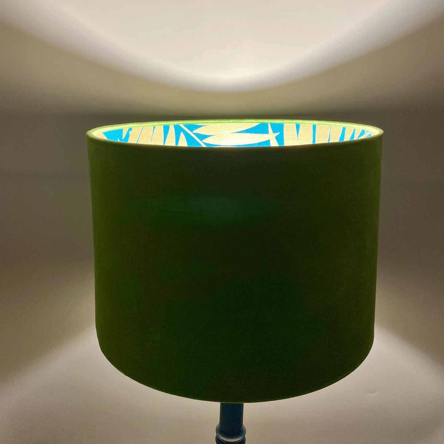 Velvet lampshade when lit