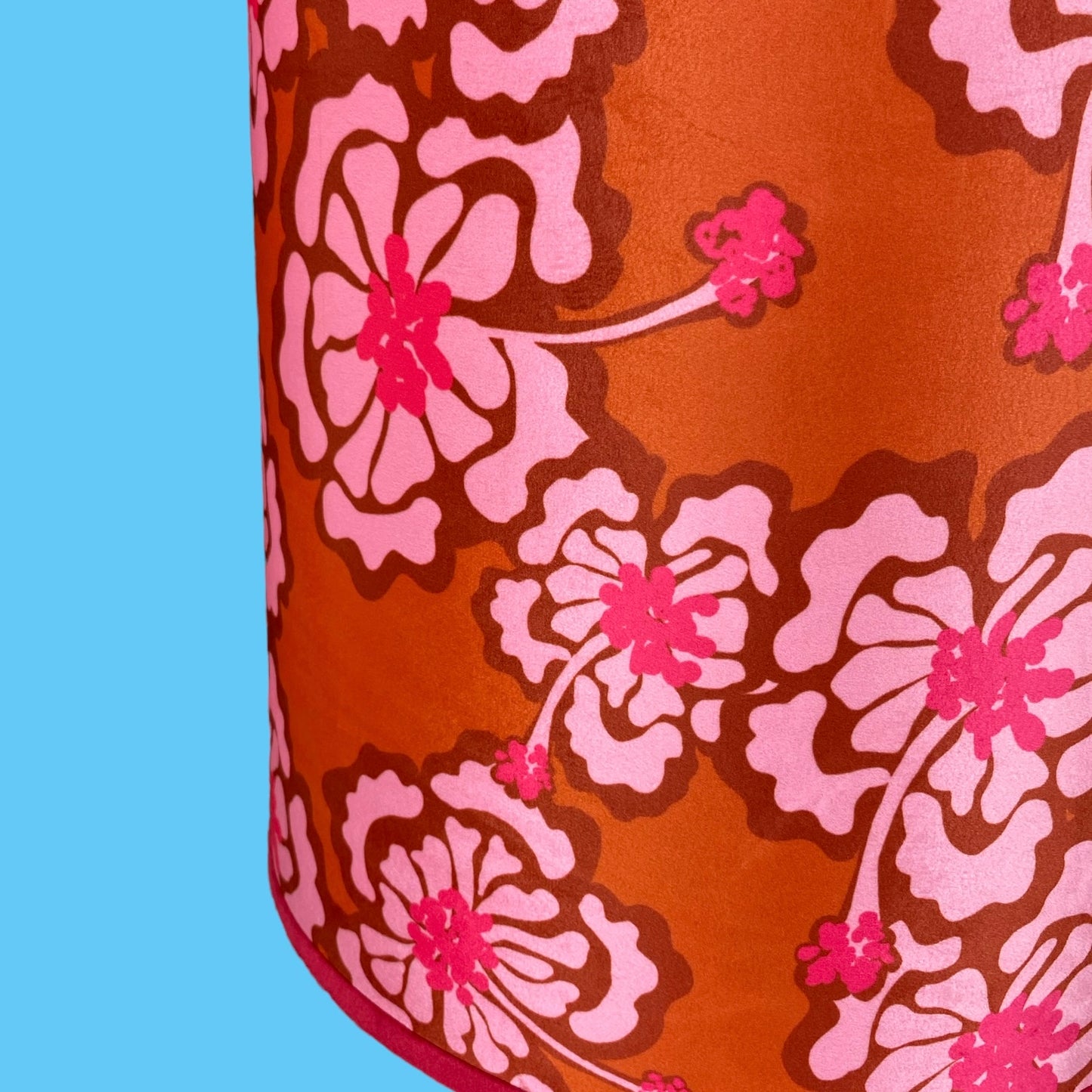 Close up of red Hibiscus design lampshade