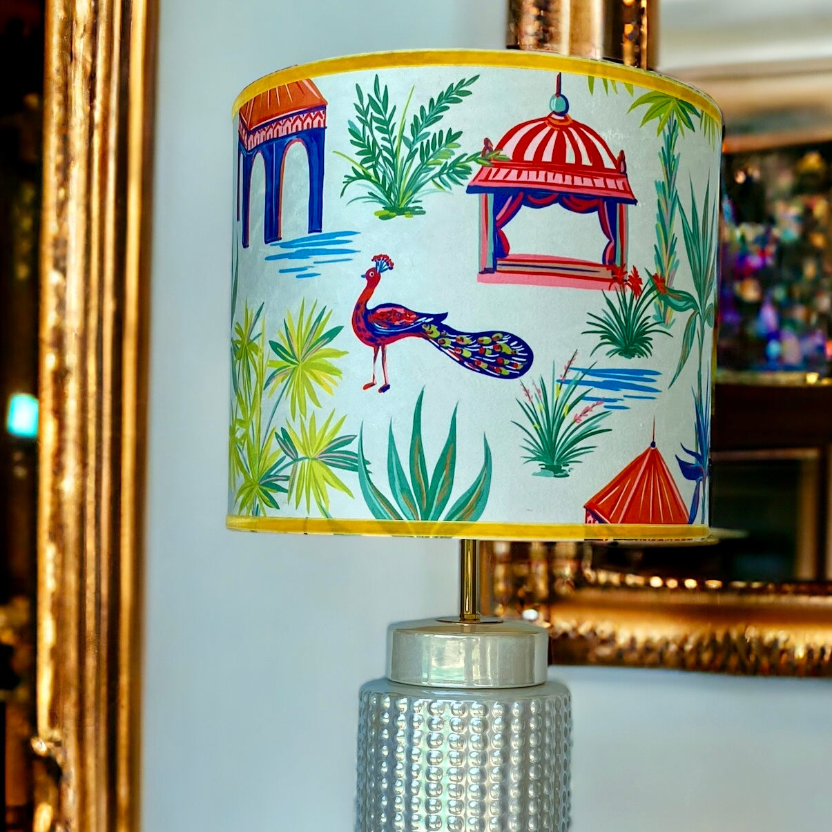 Red blue yellow lampshade