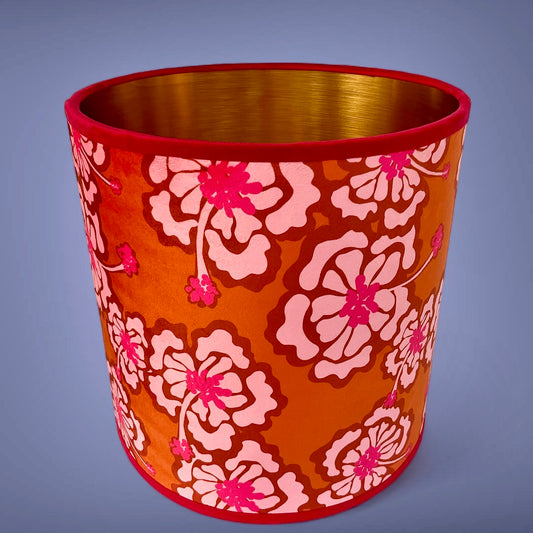 Red Hibiscus flower pattern lampshade