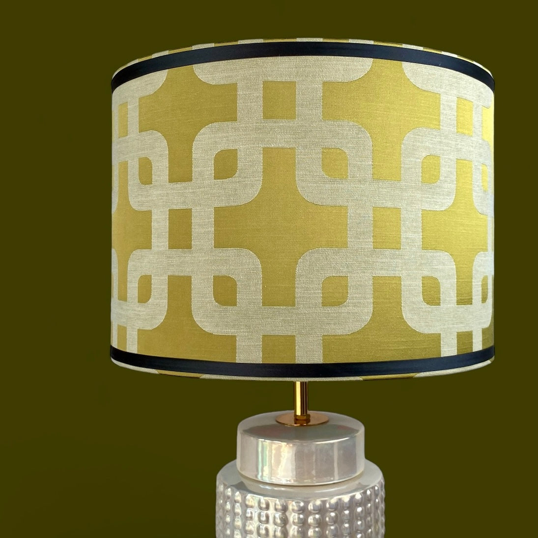 Close up of gold geometric pattern lampshade