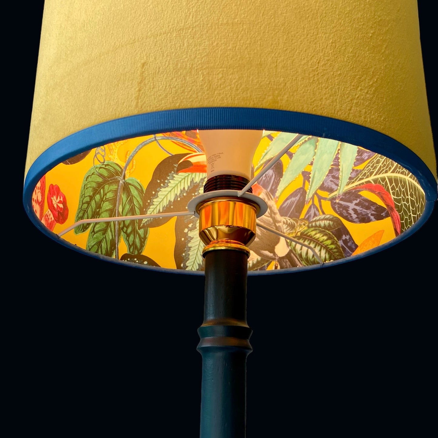 Bottom view of lampshade when lit up