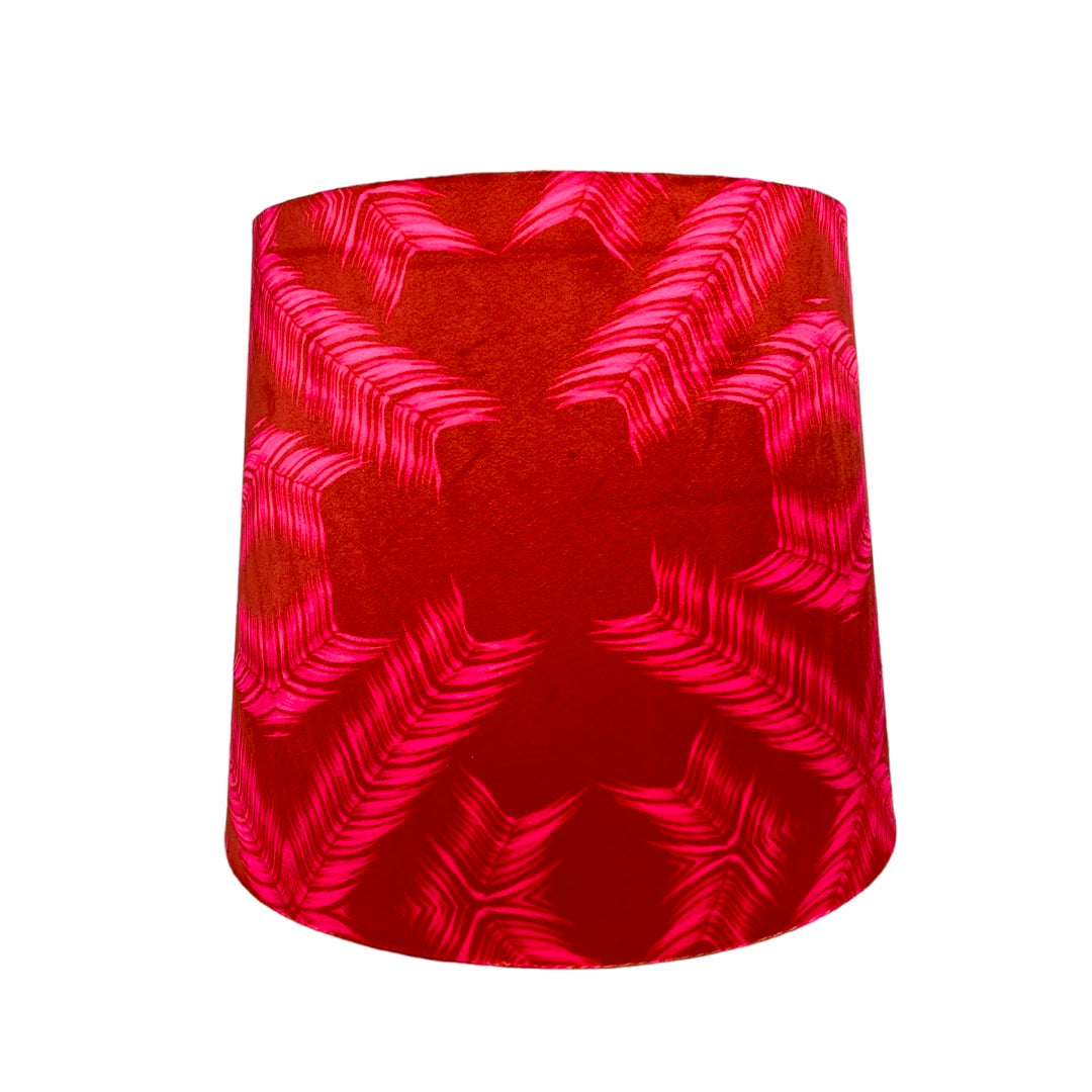 Red palm frond pattern lampshade