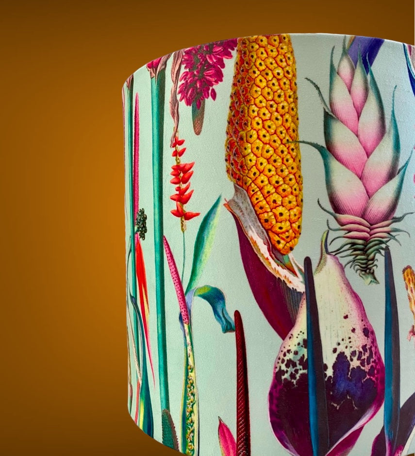 Close up tropical flowers lampshade