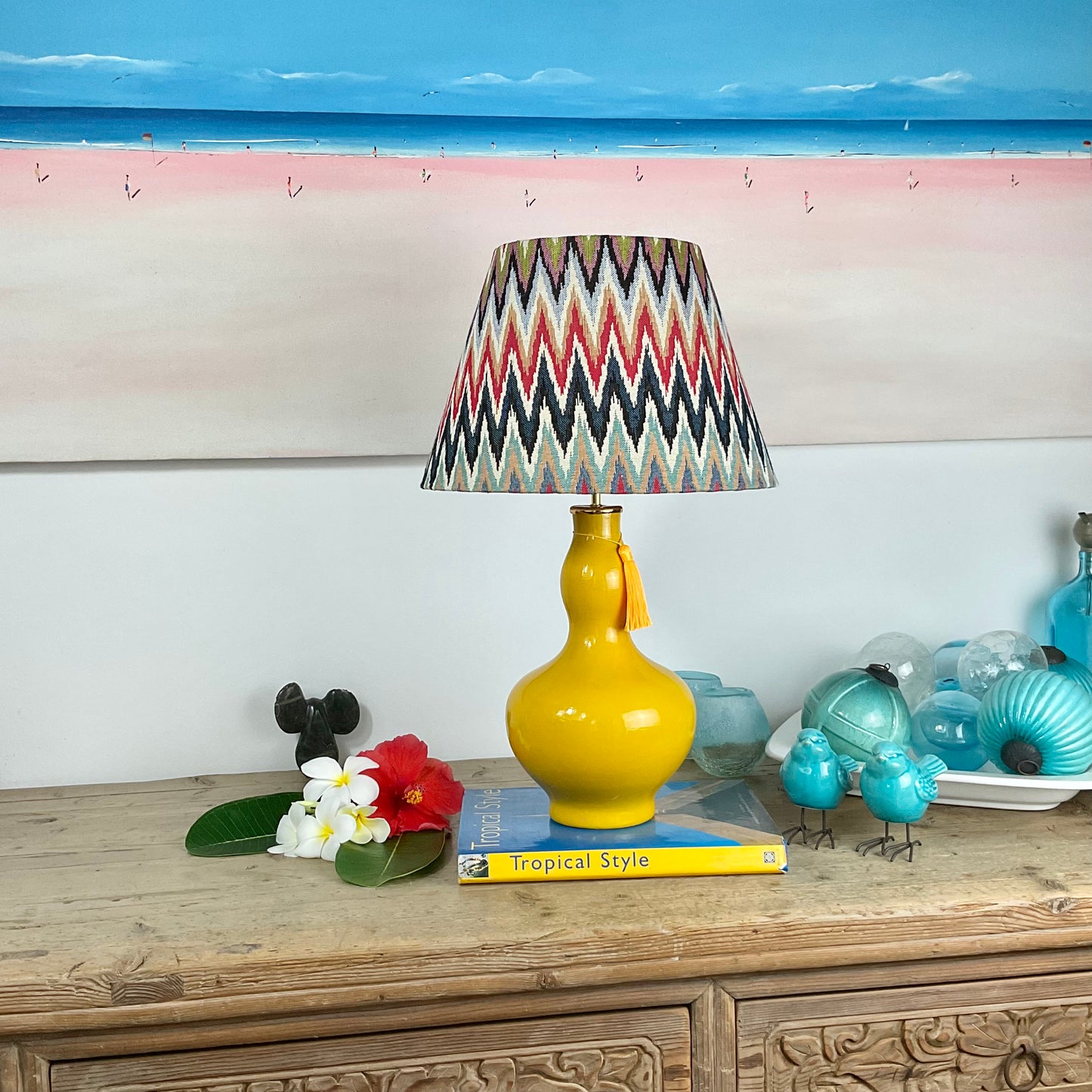 Colourful zigzag pattern lampshade