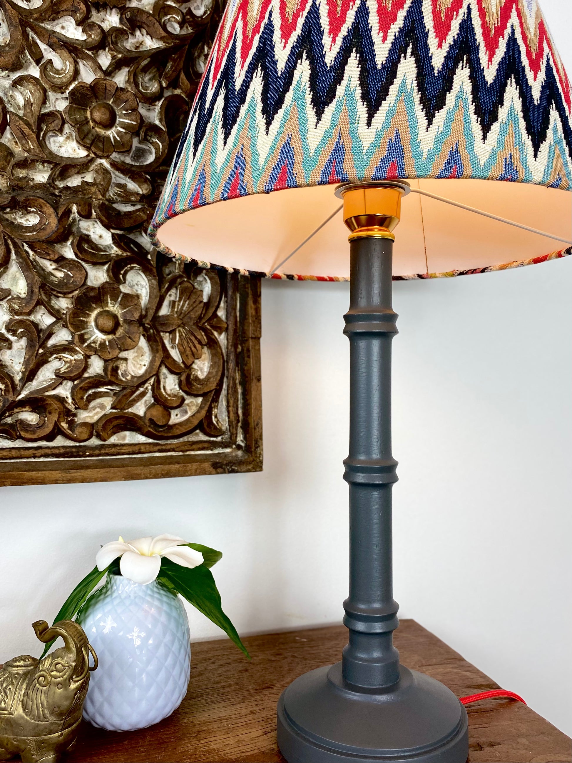 Grey bamboo shaped lamp base