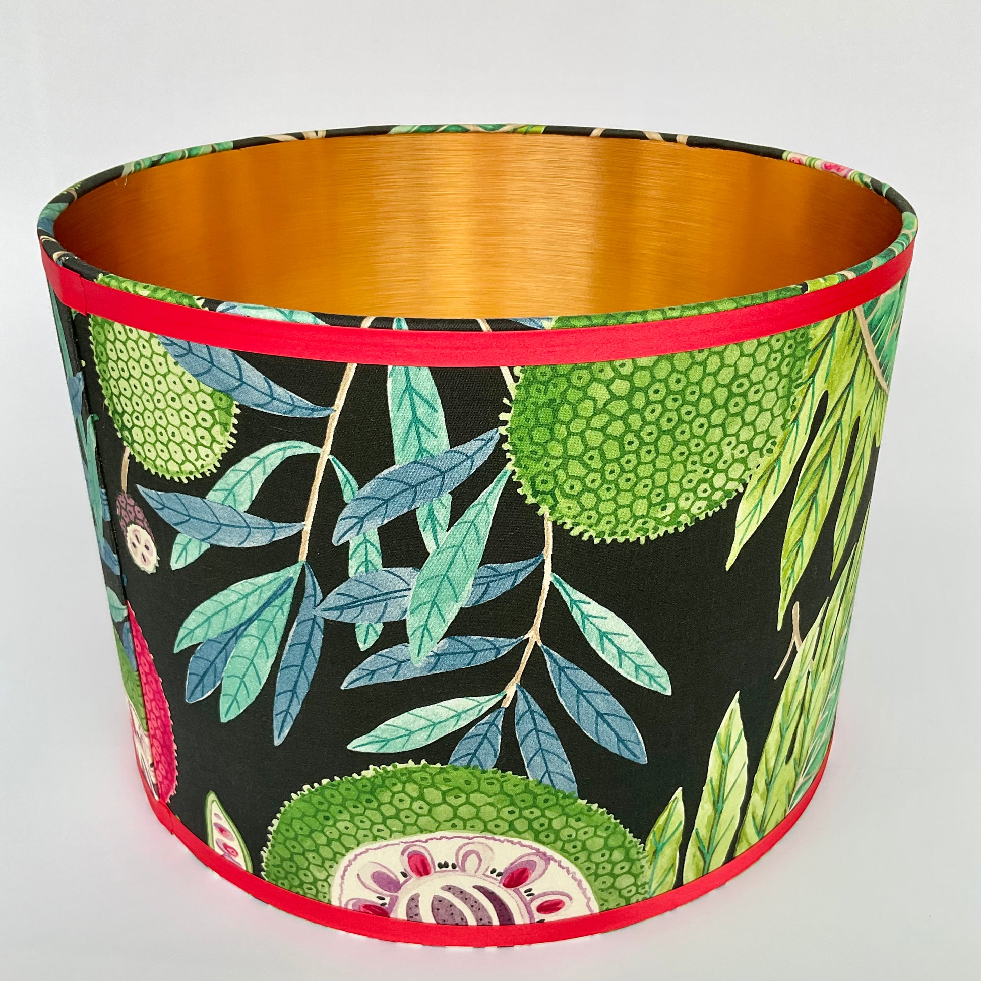 Colourful tropical fruits lampshade with gold foil inside