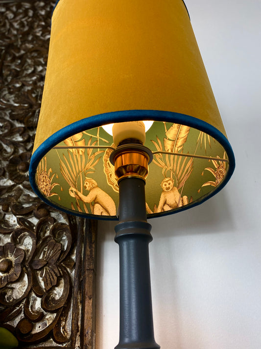 Yellow velvet lampshade