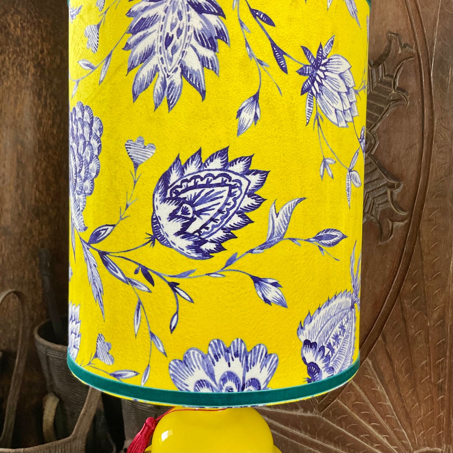 Close up of batik velvet lampshade