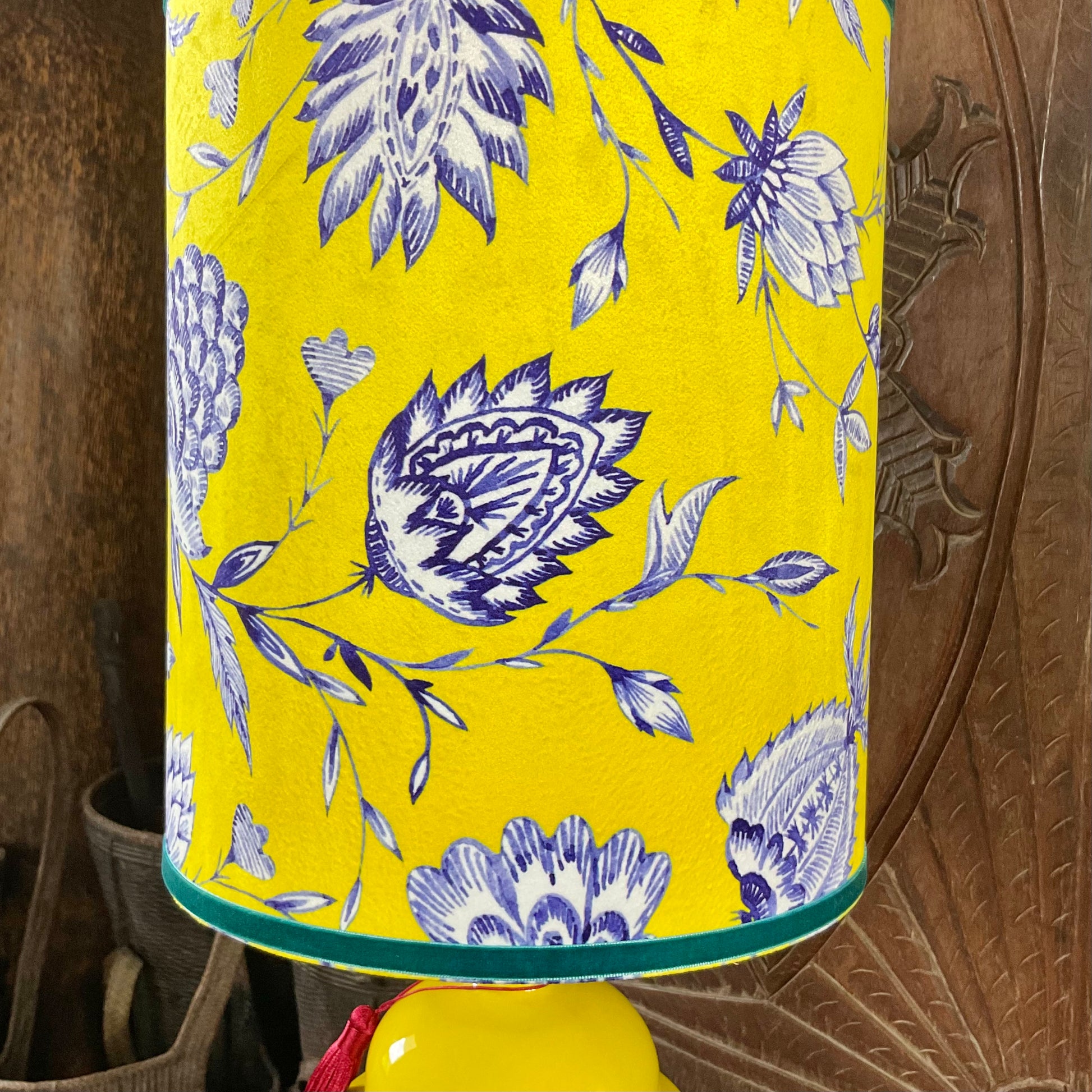 Close up of batik velvet lampshade